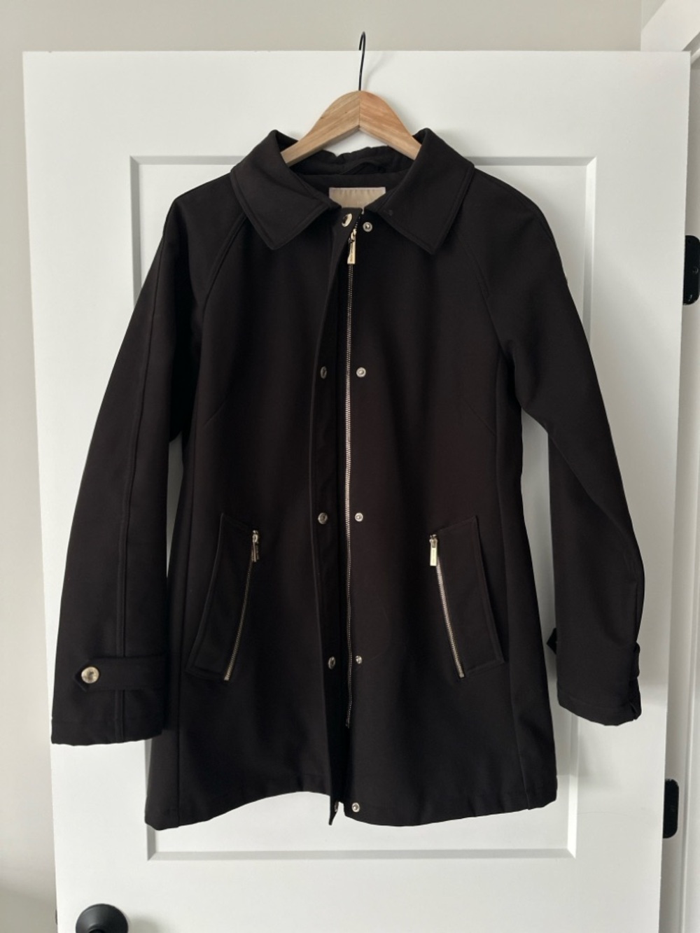 Michael Kors Women's Black Zip-Front Trench Coat